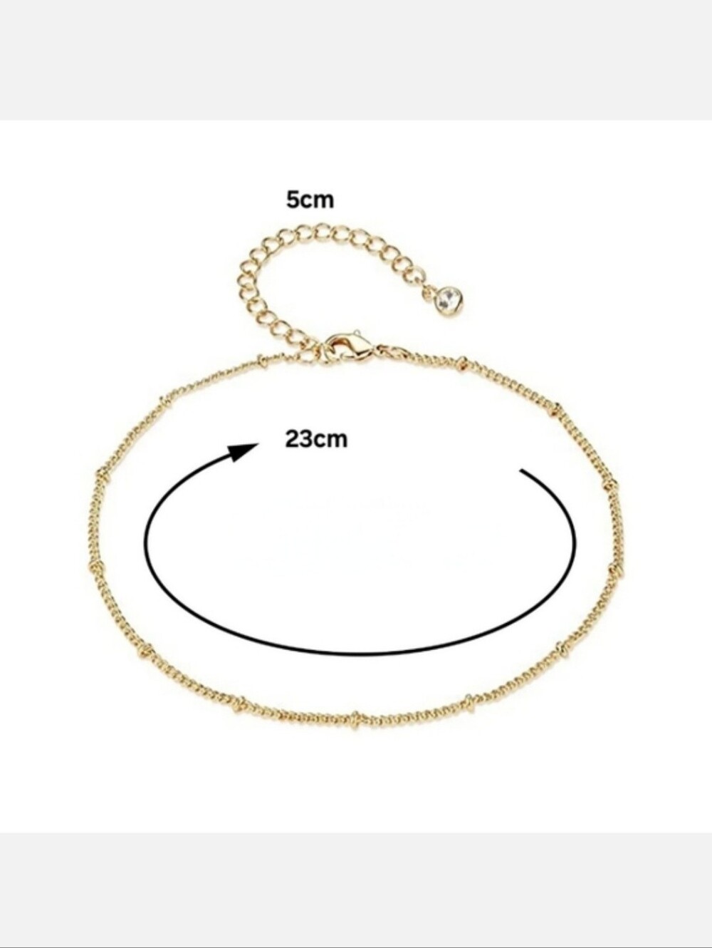 Dainty Gold Satalight Chain Beaded Adjustable Ankle Bracelet Anklet Tiny Beads - Picture 5 of 11